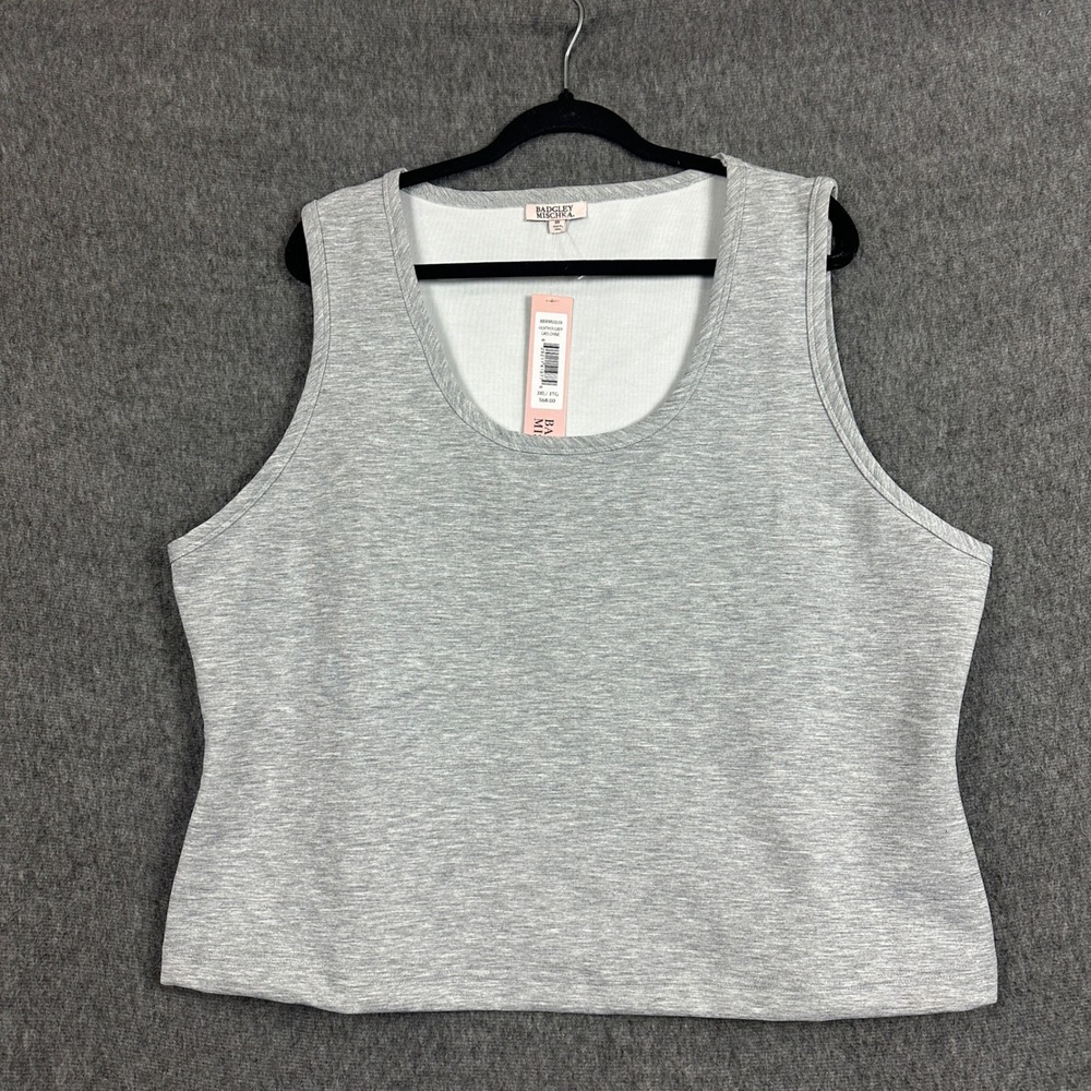 Badgley Mischka Heather Grey Scoop Neck Sleeveless Tank Top 3XL MSRP $68 NEW
